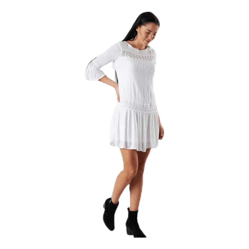 ONLY Tyra 3/4 Flare Short Dress Wvn White 5 ONLY Tyra 3/4 Flare Short Dress Wvn White - Image 3