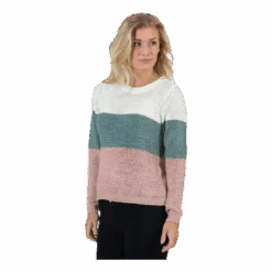 ONLY Geena L/S Block Pullover Knt White