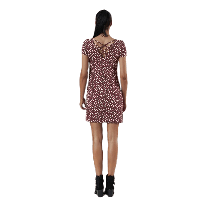 ONLY Bera Back Lace Up S/S Dress Red 5 ONLY Bera Back Lace Up S/S Dress Red - Image 3