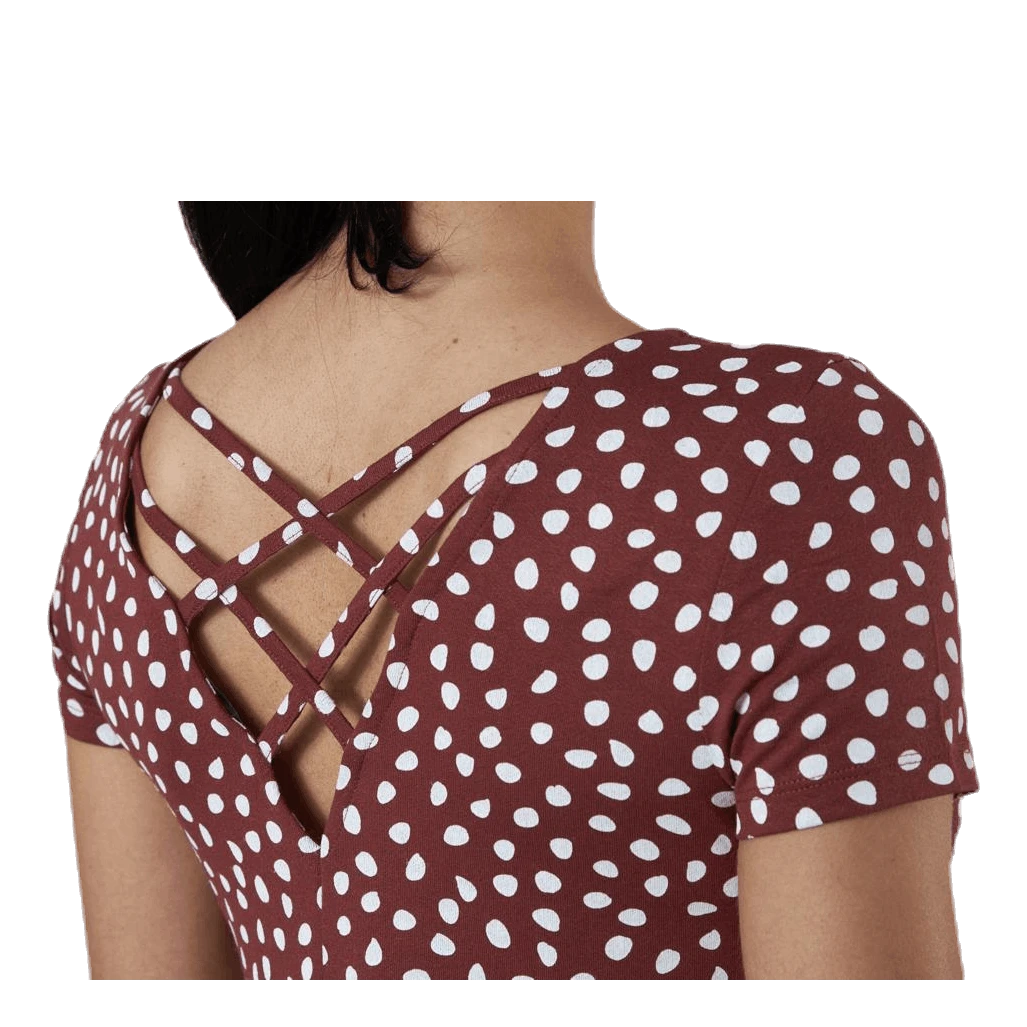 ONLY Bera Back Lace Up S/S Dress Red 6 ONLY Bera Back Lace Up S/S Dress Red - Image 4