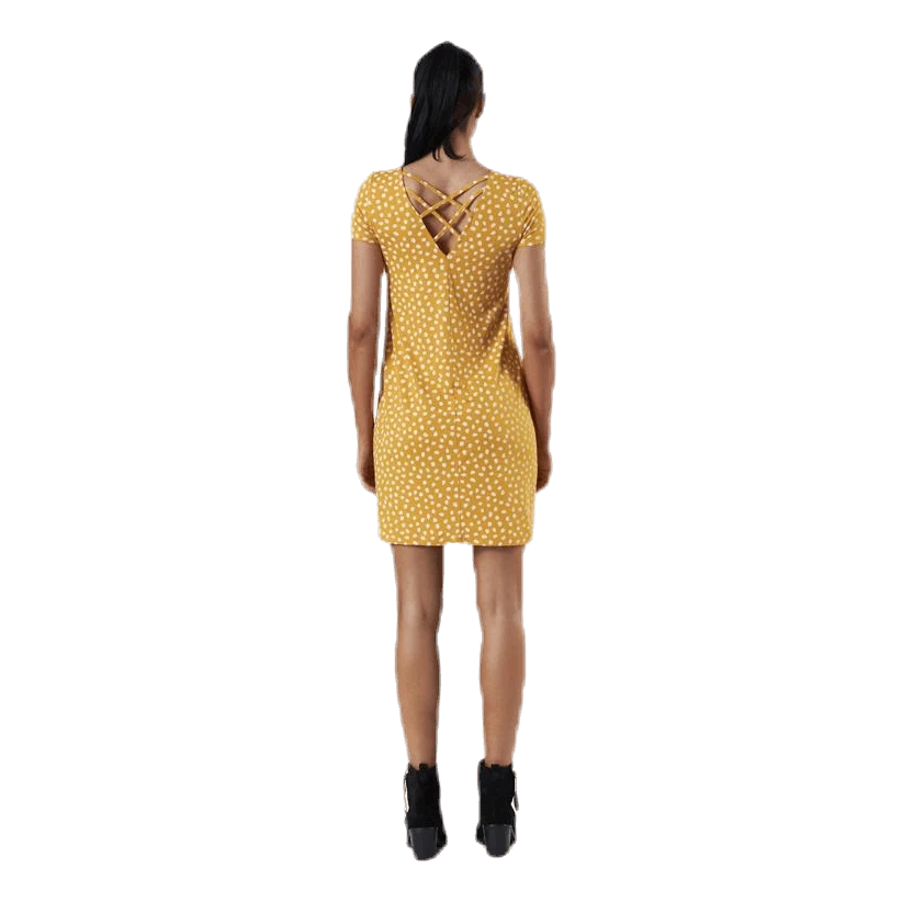 ONLY Bera Back Lace Up S/S Dress Yellow 6 ONLY Bera Back Lace Up S/S Dress Yellow - Image 4