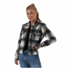 ONLY Lou Short Check Jacket Cc Otw Grey