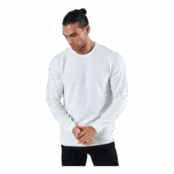 Jack & Jones Blacamp Knit Structure Crew Neck White