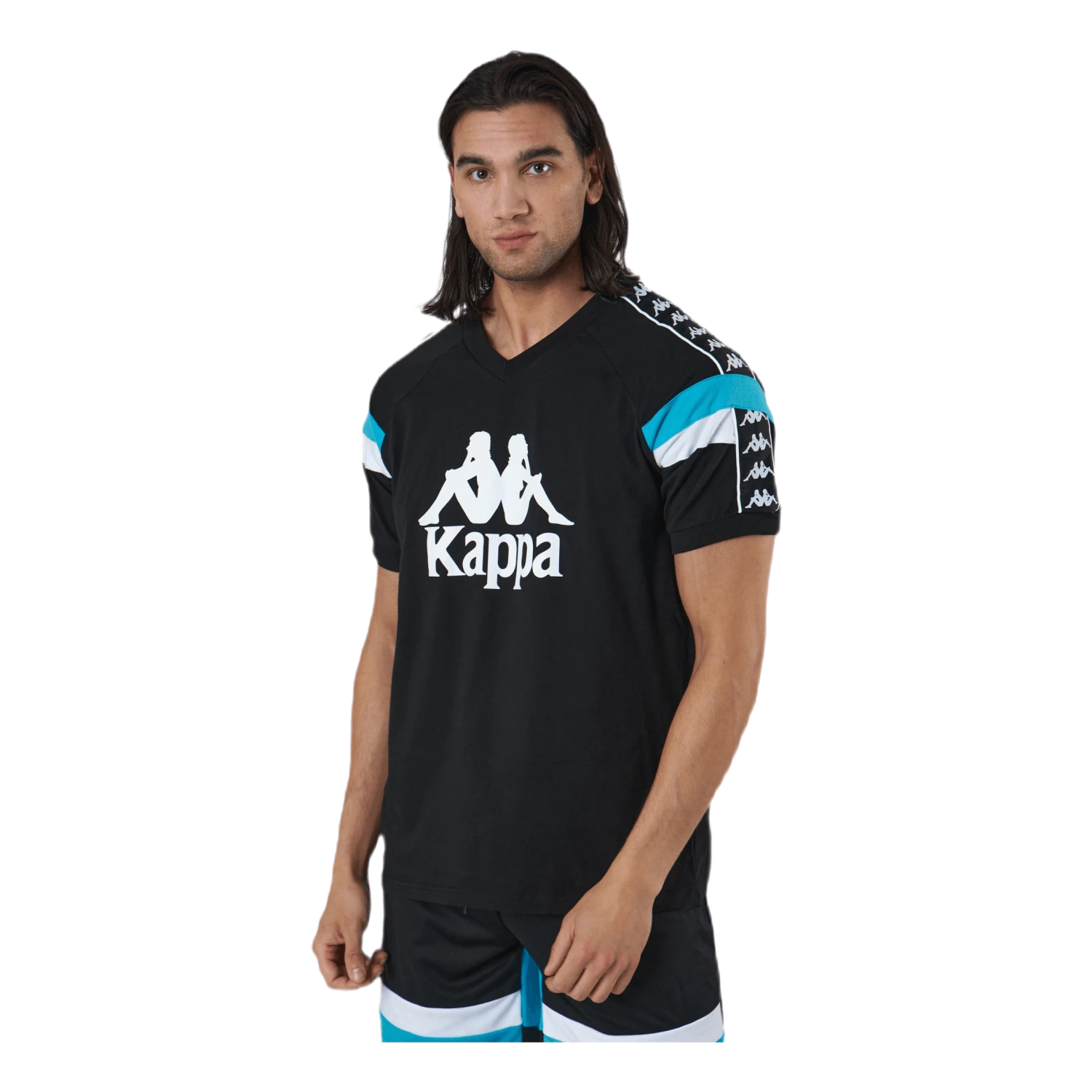 Kappa Tee, V-neck Auth Footb Edwin White/Black 3 Kappa Tee, V-neck Auth Footb Edwin White/Black