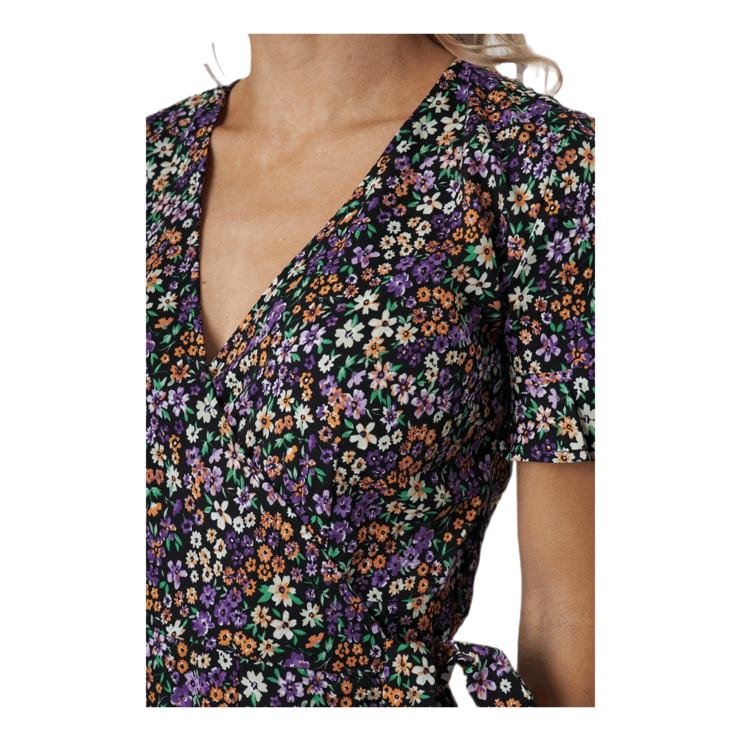 ONLY Olivia S/S Wrap Dress Wvn Black 6 ONLY Olivia S/S Wrap Dress Wvn Black - Image 4