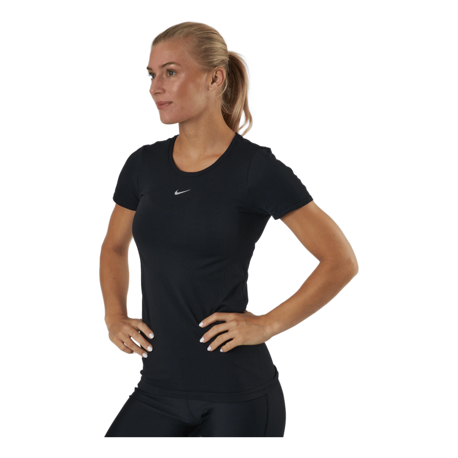 Nike Dri-FIT ADV Aura Women's Slim-Fit Short-Sleeve Top BLACK/REFLECTIVE SILV 4 Nike Dri-FIT ADV Aura Women's Slim-Fit Short-Sleeve Top BLACK/REFLECTIVE SILV - Image 2