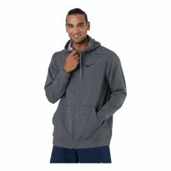 Nike Dri-FIT Men's Full-Zip Training Hoodie CHARCOAL HEATHR/BLACK
