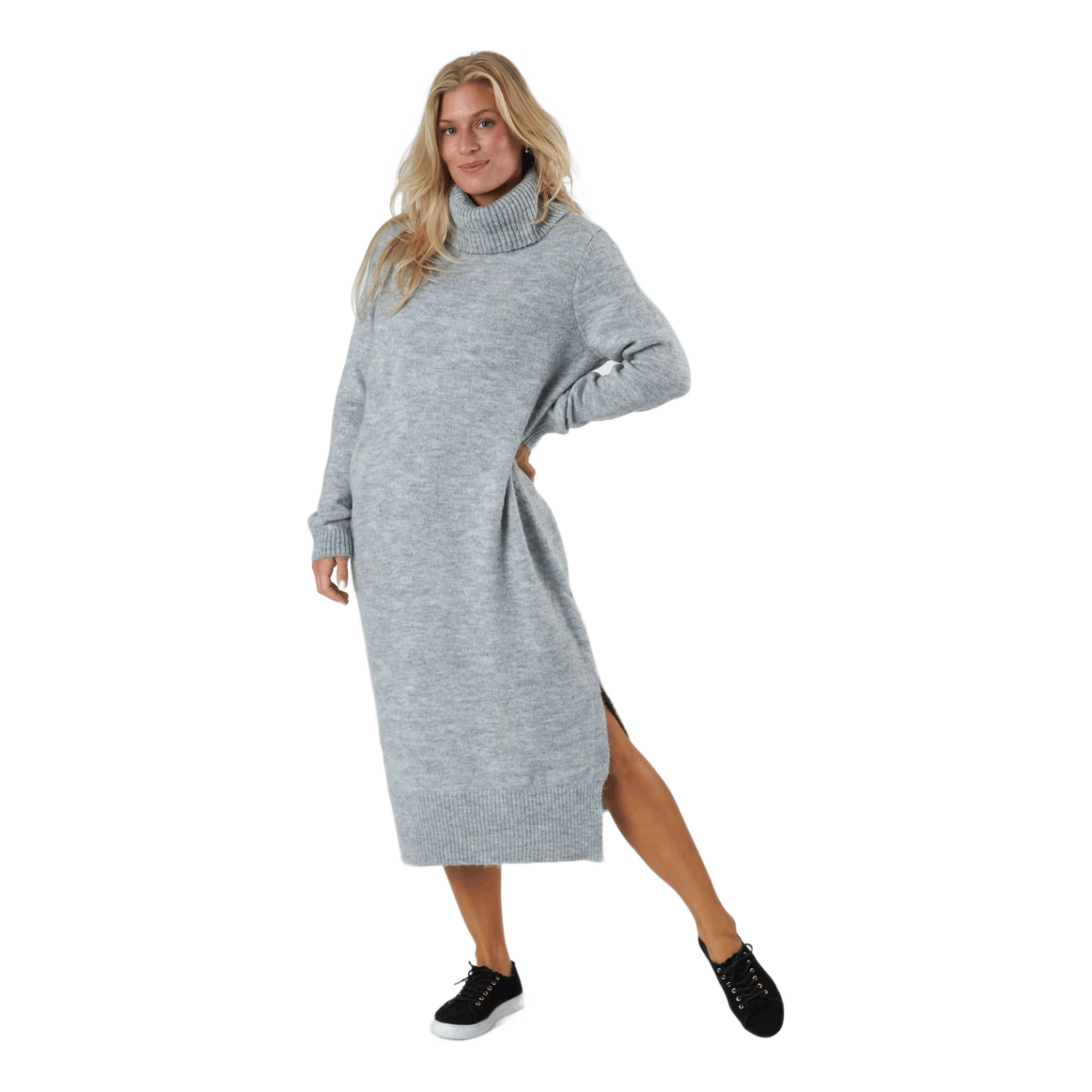 ONLY Onlbrandie L/s Roll Neck Dress Light Grey Melange 4 ONLY Onlbrandie L/s Roll Neck Dress Light Grey Melange - Image 2