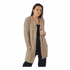 Pieces Pcellen Ls Long Knit Cardigan Silver Mink