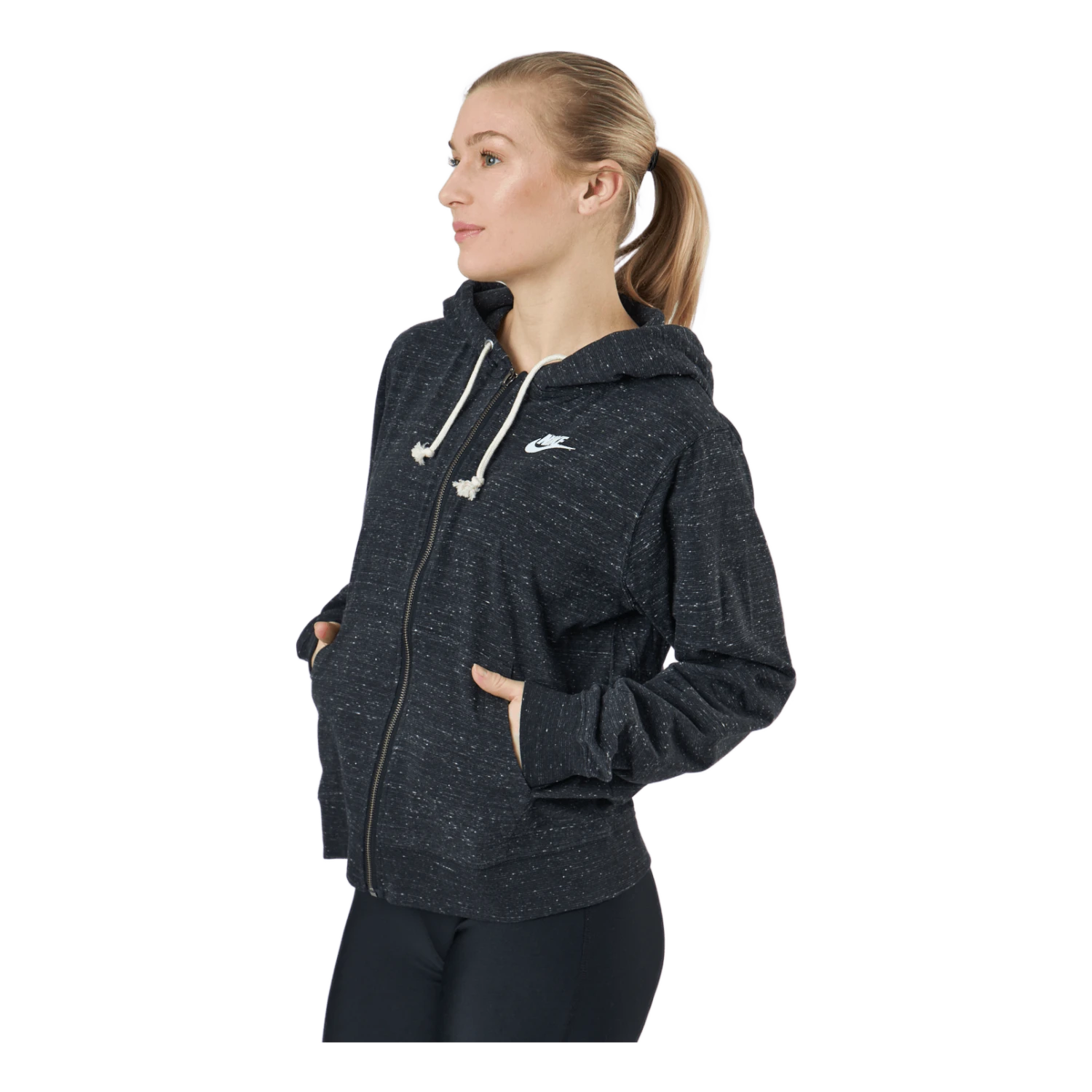 Nike Sportswear Gym Vintage Women's Full-Zip Hoodie BLACK/WHITE 4 Nike Sportswear Gym Vintage Women's Full-Zip Hoodie BLACK/WHITE - Image 2
