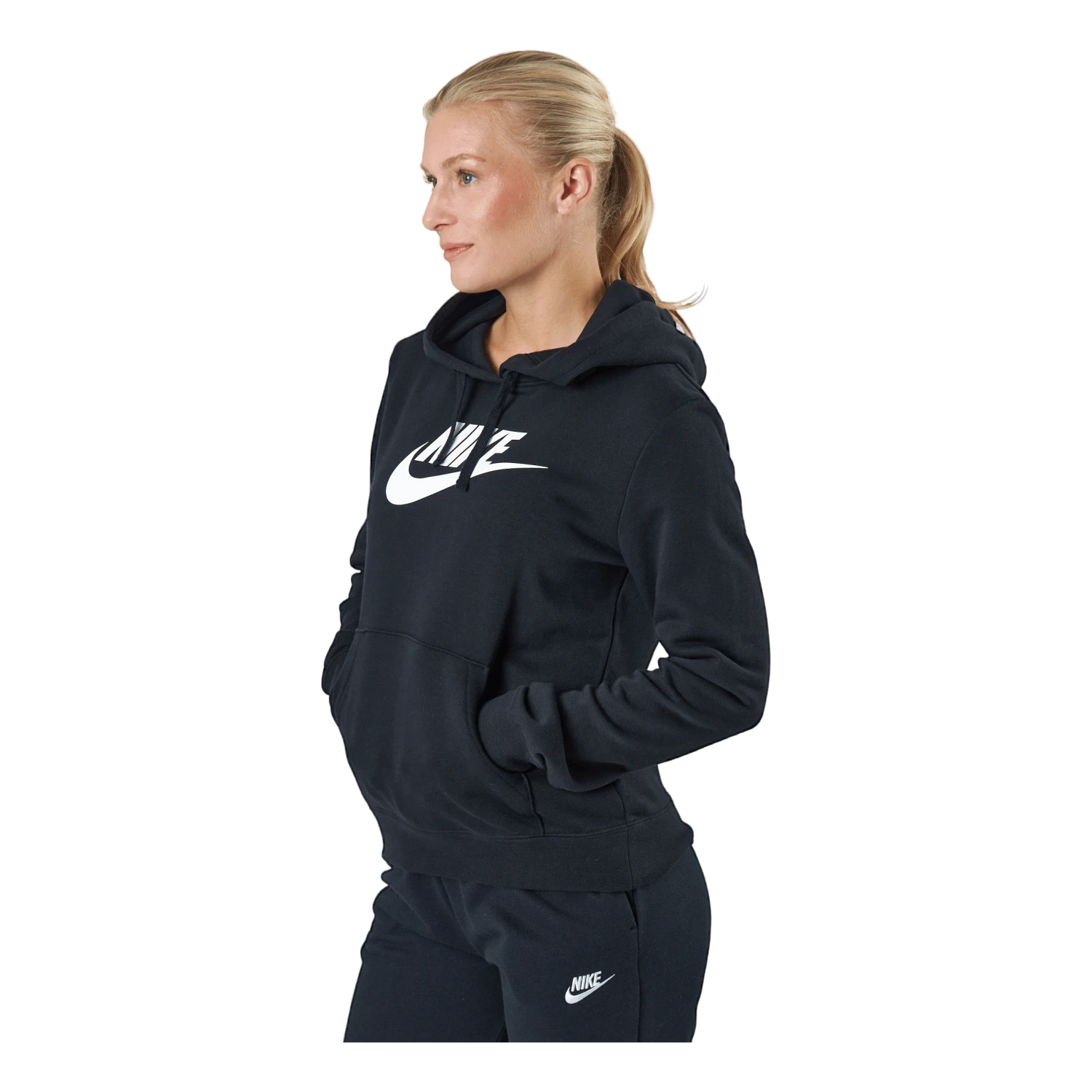 Nike Sportswear Club Fleece Women's Logo Pullover Hoodie BLACK/WHITE 4 Nike Sportswear Club Fleece Women's Logo Pullover Hoodie BLACK/WHITE - Image 2