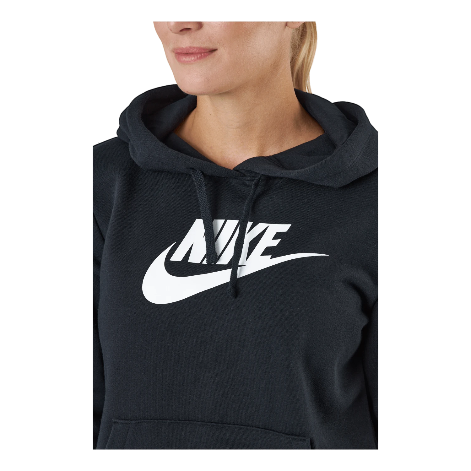 Nike Sportswear Club Fleece Women's Logo Pullover Hoodie BLACK/WHITE 6 Nike Sportswear Club Fleece Women's Logo Pullover Hoodie BLACK/WHITE - Image 4