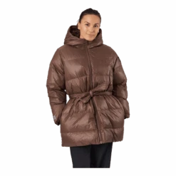 Mid Length Beltet Coat Dark Bark