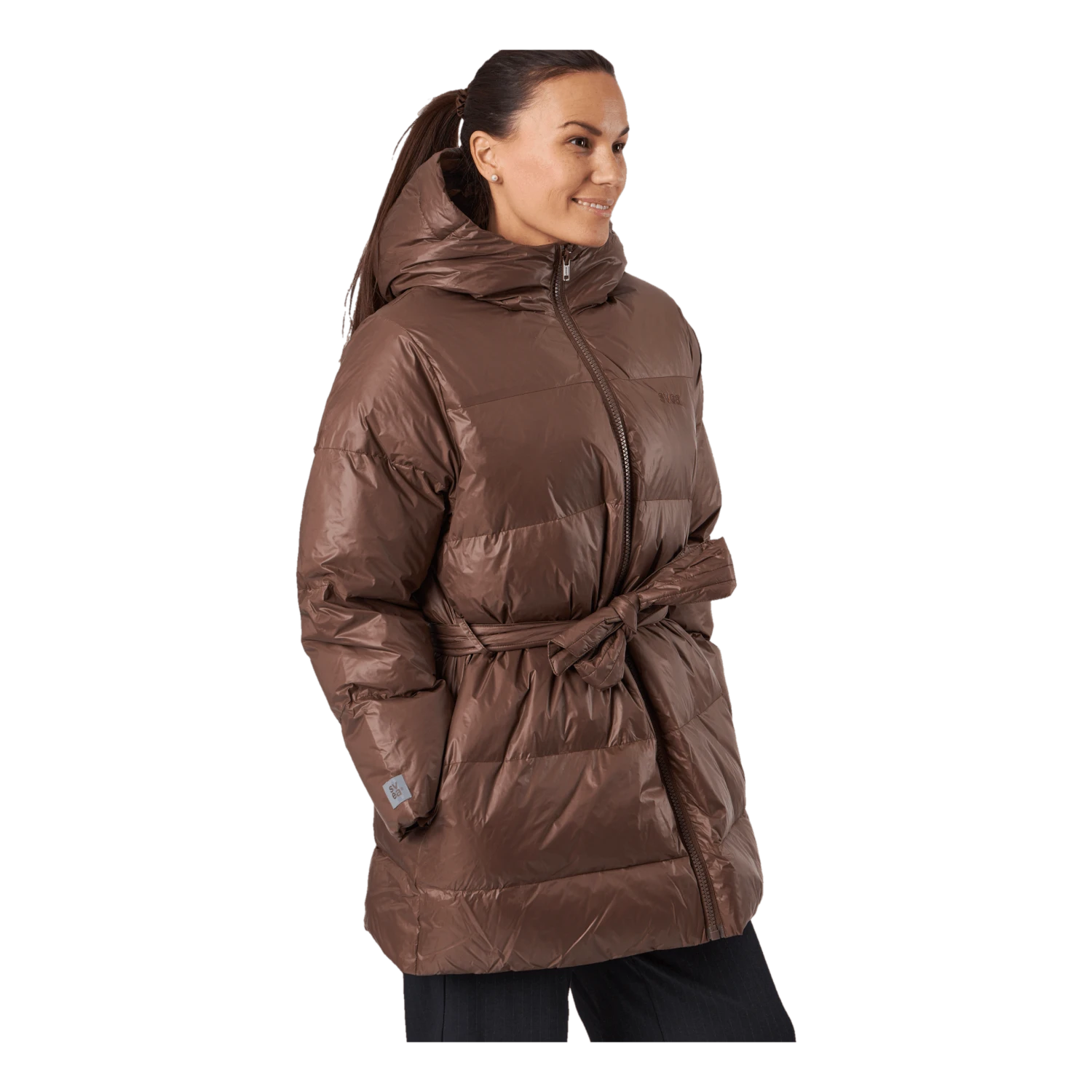 Mid Length Beltet Coat Dark Bark 4 Mid Length Beltet Coat Dark Bark - Image 2