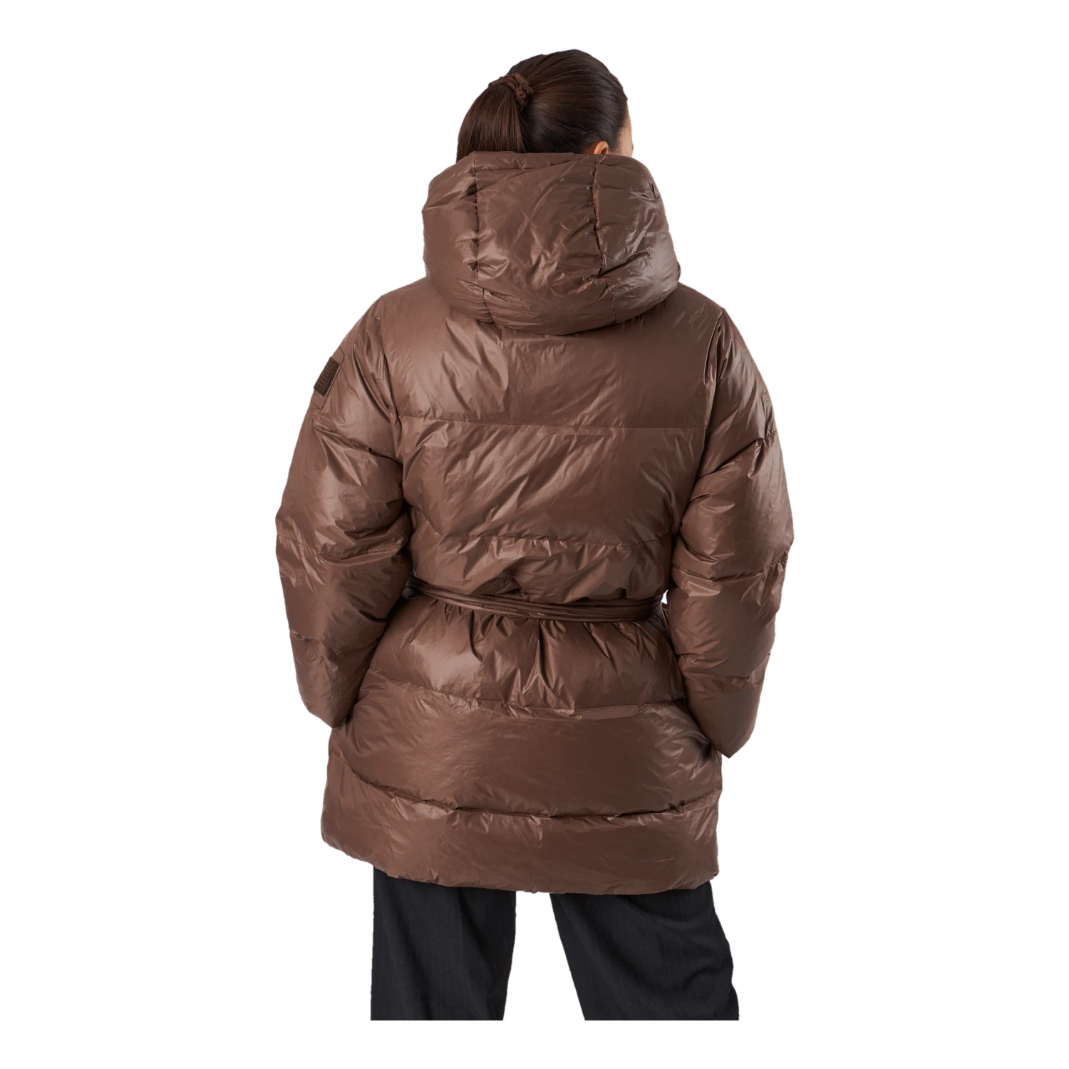 Mid Length Beltet Coat Dark Bark 5 Mid Length Beltet Coat Dark Bark - Image 3