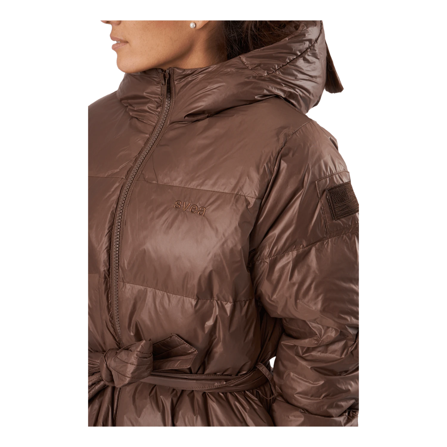 Mid Length Beltet Coat Dark Bark 6 Mid Length Beltet Coat Dark Bark - Image 4