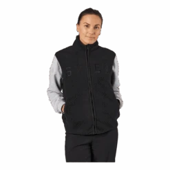 Teddy Pile Vest Black