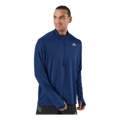 ADIDAS Own The Run 1/2 Zip Long-Sleeve Top Dark Blue