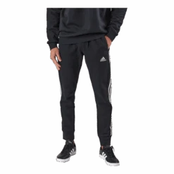 ADIDAS Essentials French Terry Tapered Cuff 3-Stripes Joggers Black