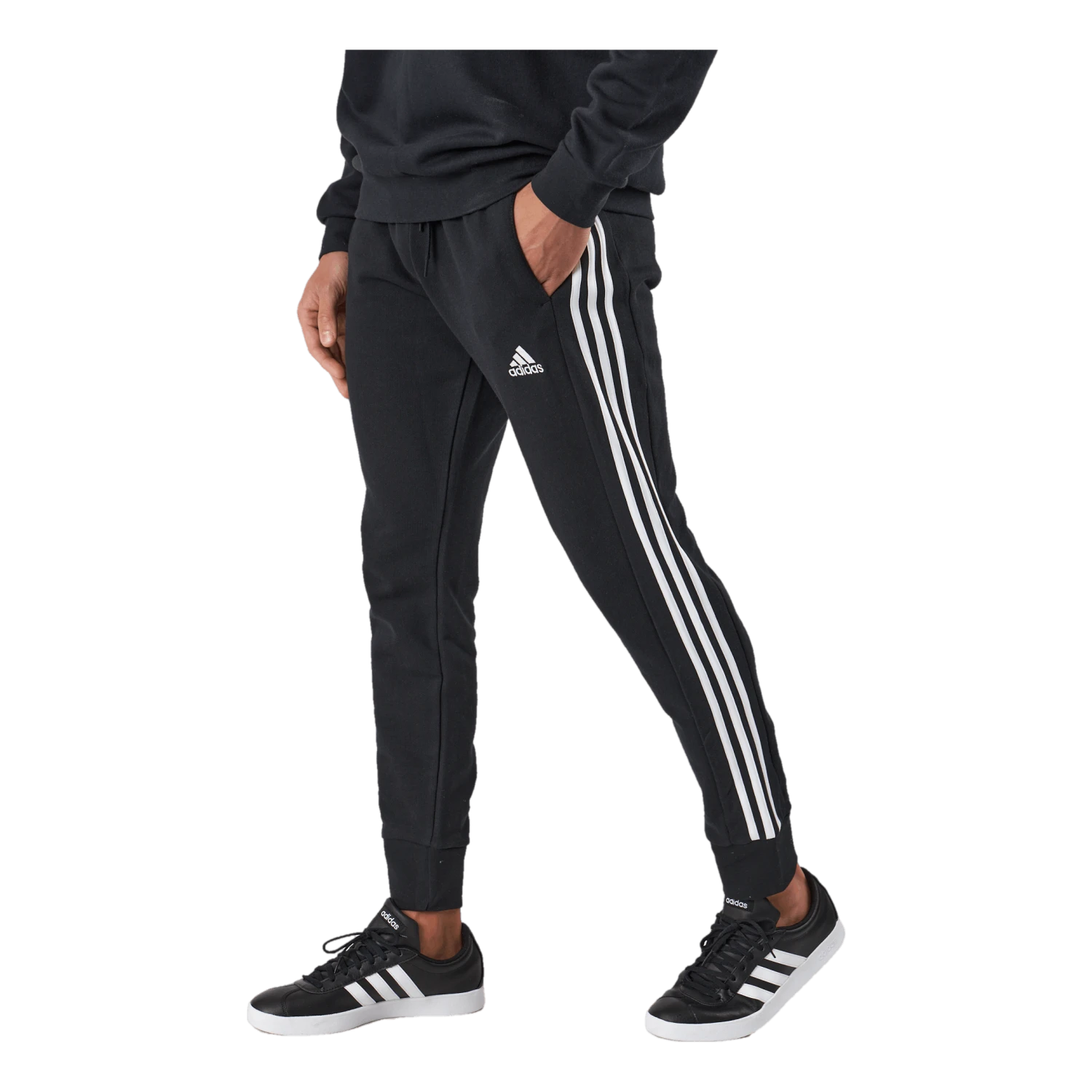 ADIDAS Essentials French Terry Tapered Cuff 3-Stripes Joggers Black 4 ADIDAS Essentials French Terry Tapered Cuff 3-Stripes Joggers Black - Image 2