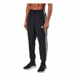 ADIDAS AEROREADY Essentials Tapered Cuff Woven 3-Stripes Joggers Black