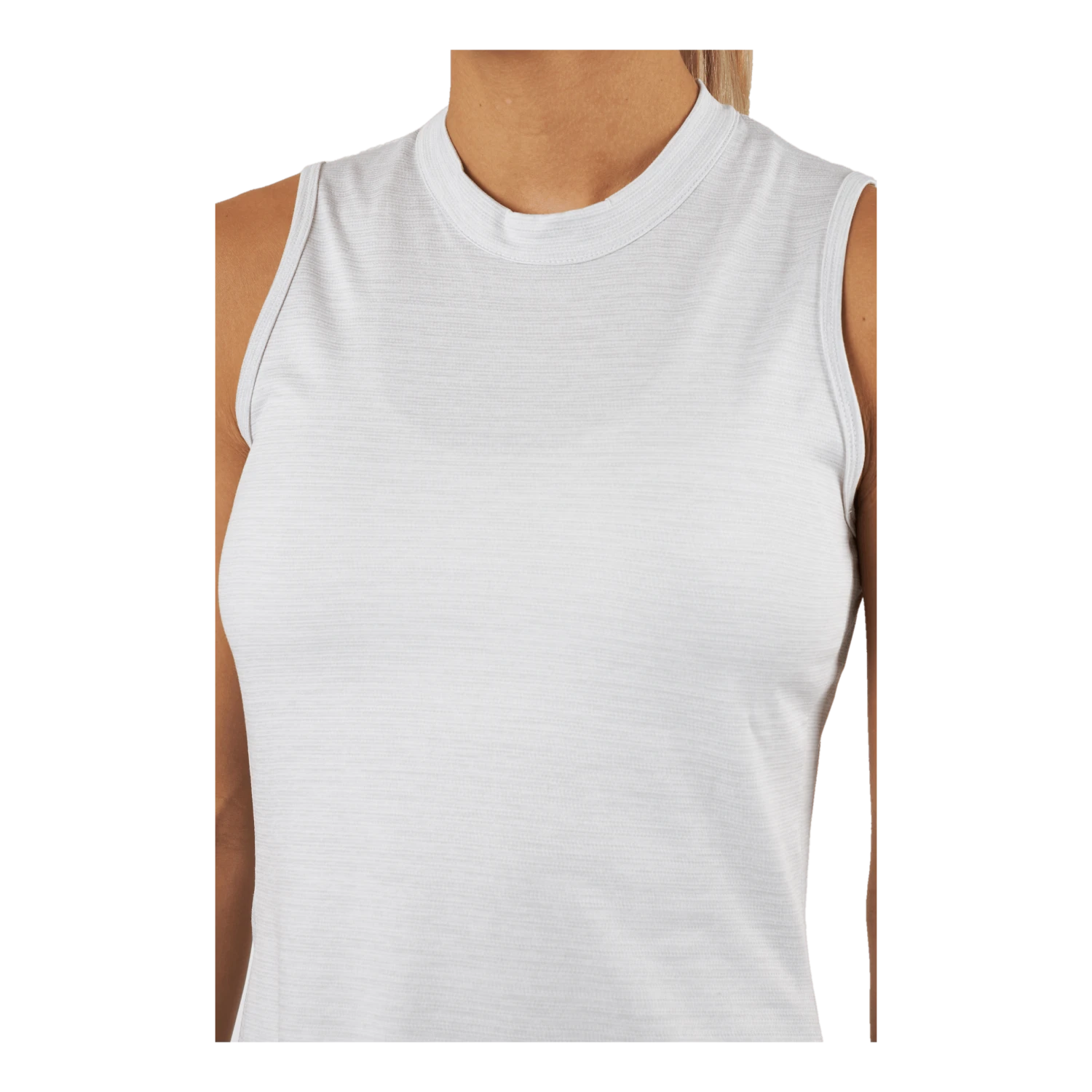 ADIDAS Essentials Heathered Mock-Neck Sleeveless Golf Polo Shirt White 6 ADIDAS Essentials Heathered Mock-Neck Sleeveless Golf Polo Shirt White - Image 4