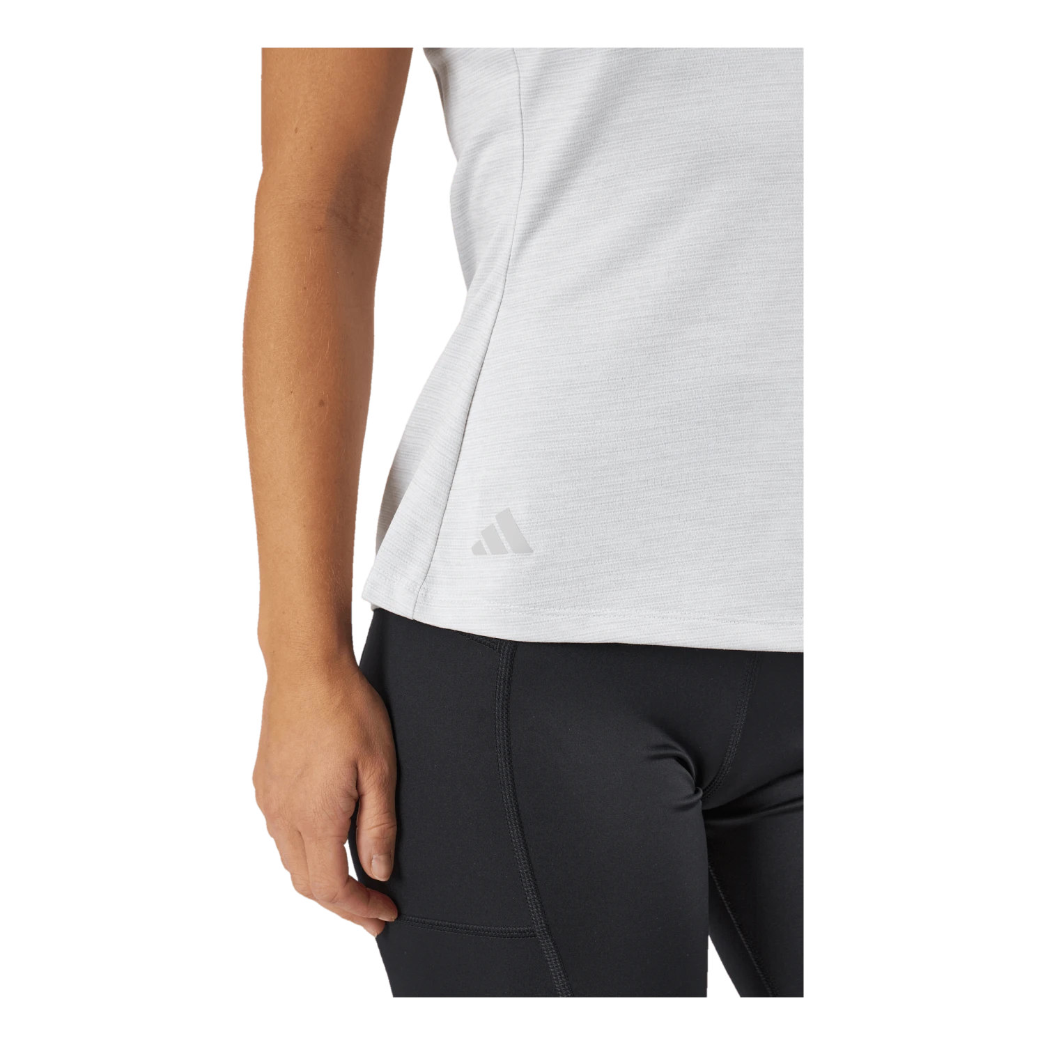 ADIDAS Essentials Heathered Mock-Neck Sleeveless Golf Polo Shirt White 7 ADIDAS Essentials Heathered Mock-Neck Sleeveless Golf Polo Shirt White - Image 5