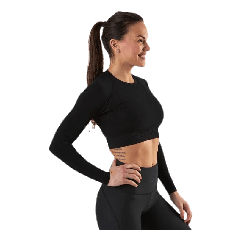 Seamless Black Crop Top Black 4 Seamless Black Crop Top Black - Image 2