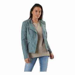 ONLY Ava Faux Leather Biker Otw Green