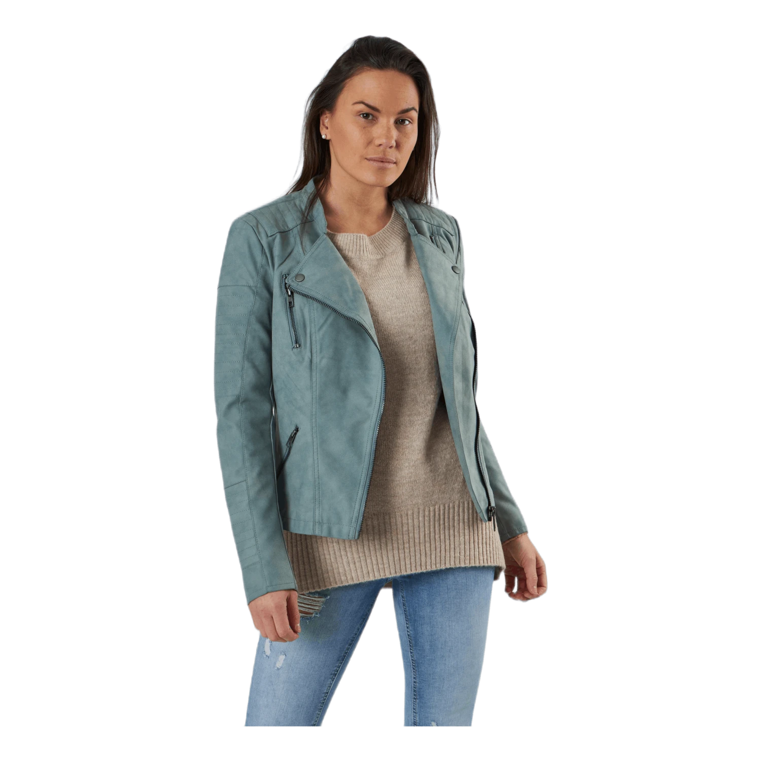 ONLY Ava Faux Leather Biker Otw Green 3 ONLY Ava Faux Leather Biker Otw Green