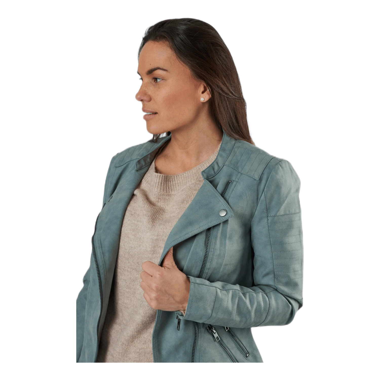 ONLY Ava Faux Leather Biker Otw Green 6 ONLY Ava Faux Leather Biker Otw Green - Image 4