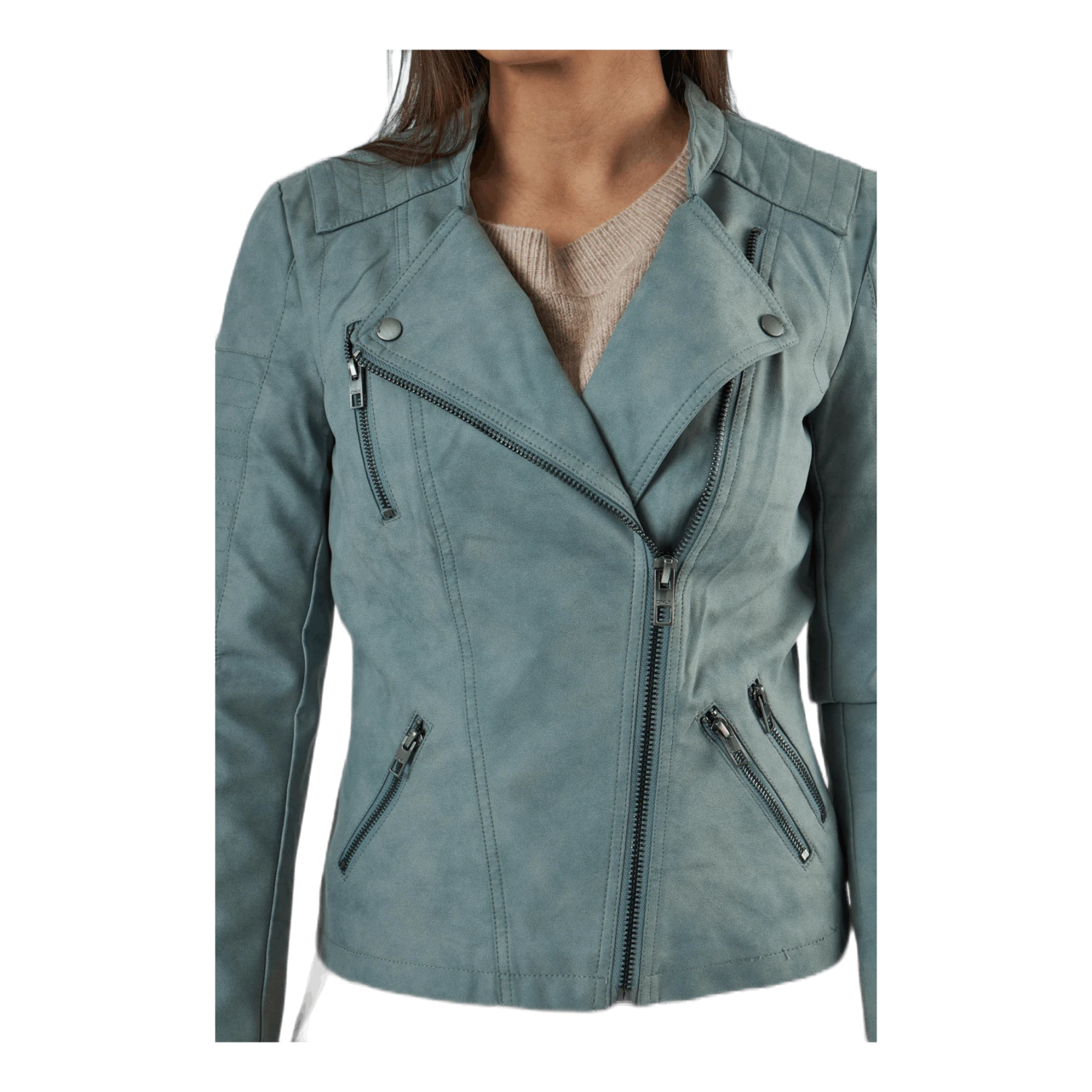 ONLY Ava Faux Leather Biker Otw Green 7 ONLY Ava Faux Leather Biker Otw Green - Image 5