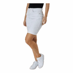 Pieces Lili Mw Denim Skirt White