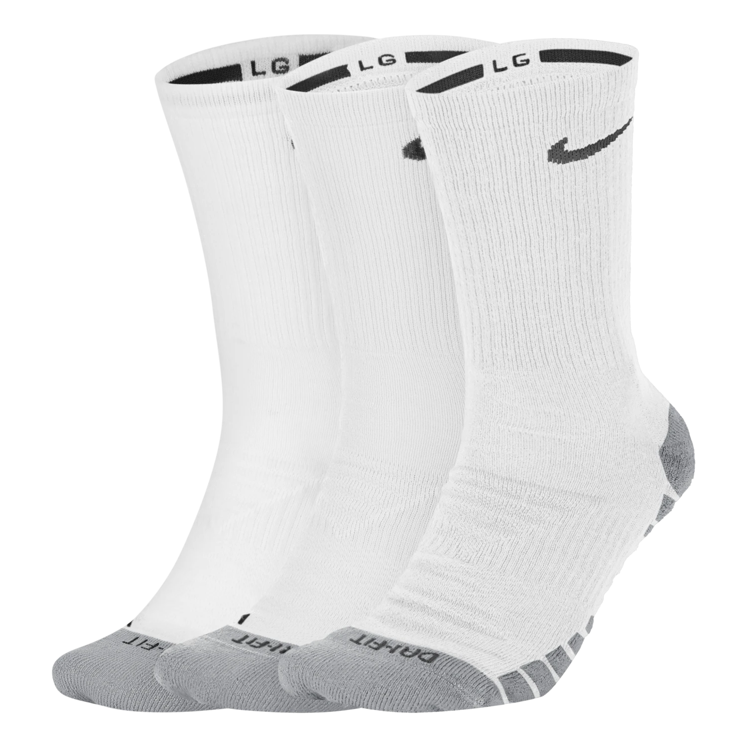 Nike Everyday Max Cushioned Training Crew Socks (3 Pairs) WHITE/WOLF GREY/BLACK 3 Nike Everyday Max Cushioned Training Crew Socks (3 Pairs) WHITE/WOLF GREY/BLACK